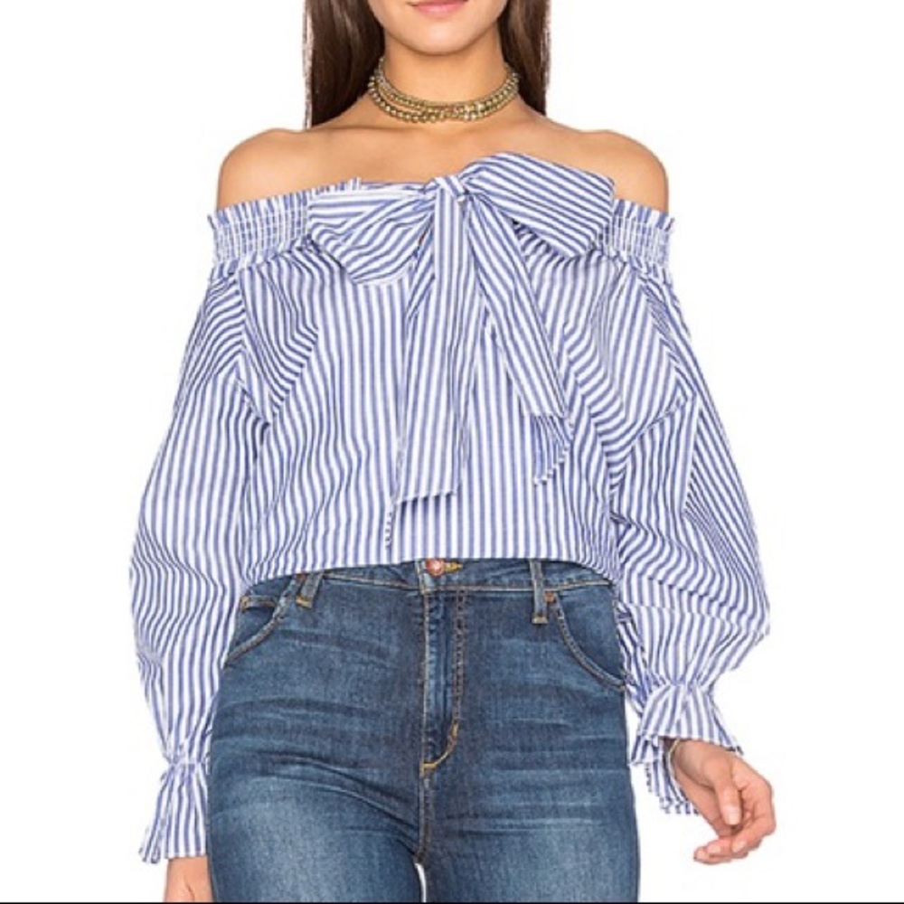 J.O.A. Off Shoulder Stripe Top